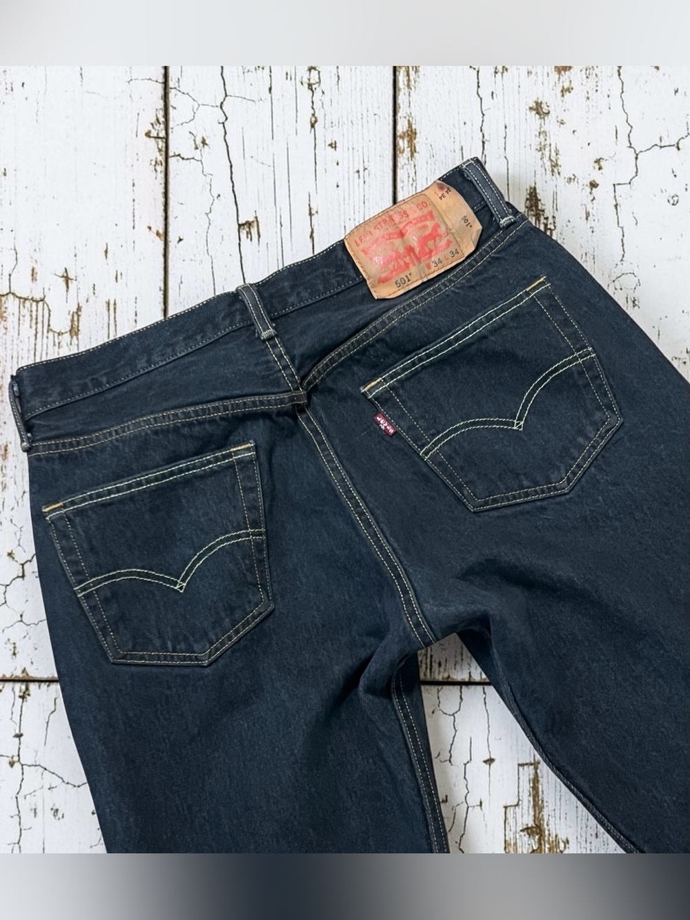 Levis 501 Button Fly Jeans Black Actual 32 x 31 Straight Leg Men's Unisex Preppy